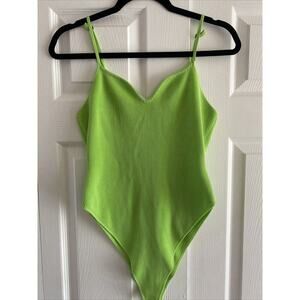 Grey Lab Los Angelas Green Ribbed Medium‎ Bodysuit Spring Festival Rave High Cut
